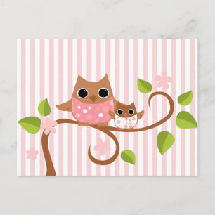 Carte Postale Maman et Chouettes pour bébés