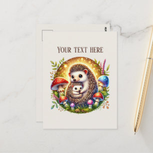 Carte Postale Maman mignonne bébé hérisson ajouter du texte 
