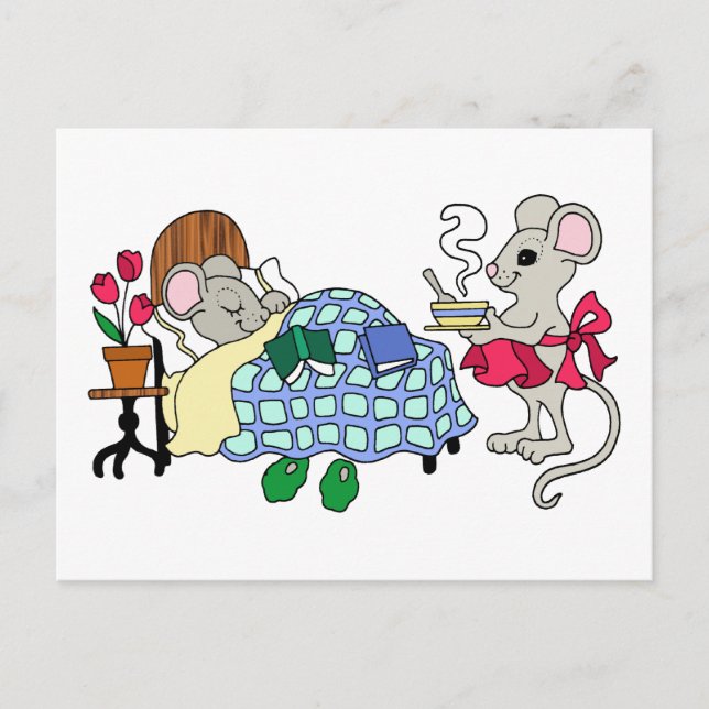 Carte Postale Maman Souris pour enfant malade (Devant)