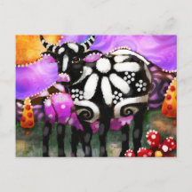Maman Vache et Veau Abstrait Fantaisiste Ferme Fun
