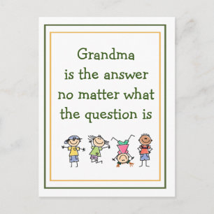 Carte Postale Mamie est la réponse Citation amusante pour enfant