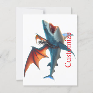Carte Postale Man-Bat équitation Scary Shark Thunder_Cove