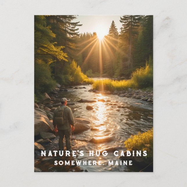 Carte Postale *~* Man Sun Fishing Stream Maine Peace AP49 (Devant)