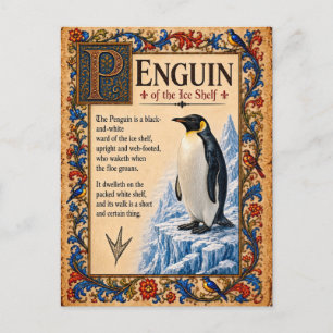 Carte Postale Manchot, Art de Bestiaire Médiéval