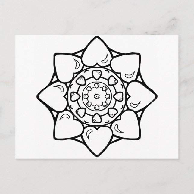 Carte Postale Mandala 36 coeurs (Devant)