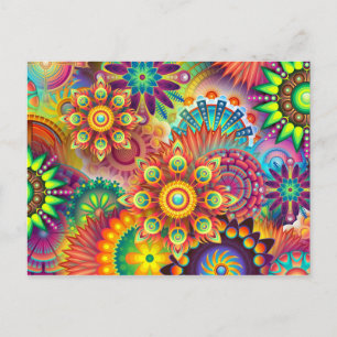 Carte Postale Mandala Abstrait Spirituel Psychedélique Trippy