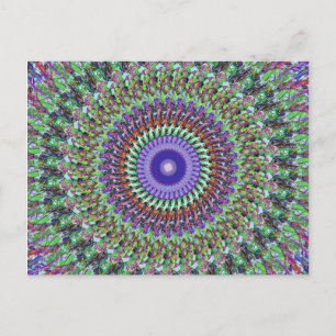 Carte Postale Mandala Abstrait Vert Et Violet