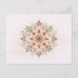 Carte Postale Mandala aquarelle boho botanique en terre cuite