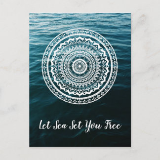 Carte Postale Mandala Blanc Laissez la mer vous libérer