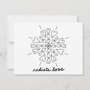 Carte Postale Mandala cœur amour noir blanc rayonner