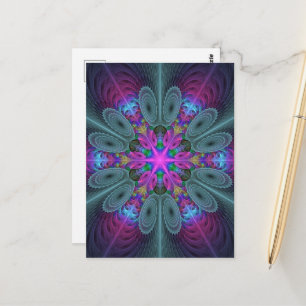 Carte Postale Mandala coloré frappant art fractal kaléidoscope