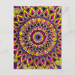 Carte postale mandala crayon de couleur violet jau