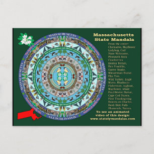 Carte postale Mandala du Massachusetts