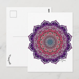 Carte Postale Mandala Florale rose-pourpre