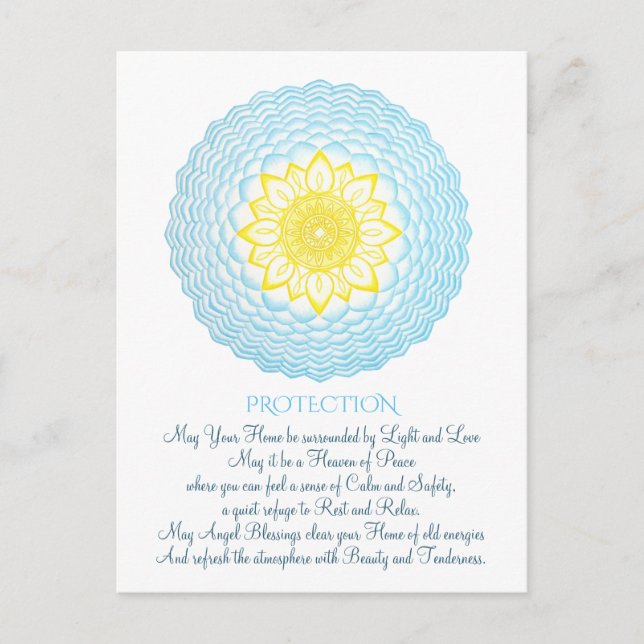 Carte Postale Mandala Inspiration Bénédictions Jaune Bleu (Devant)
