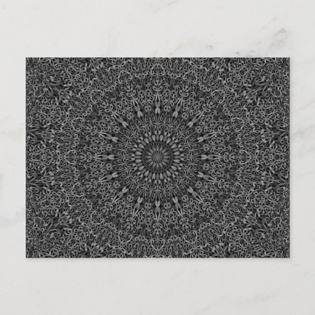 Carte Postale Mandala Jungle gris foncé (Devant)