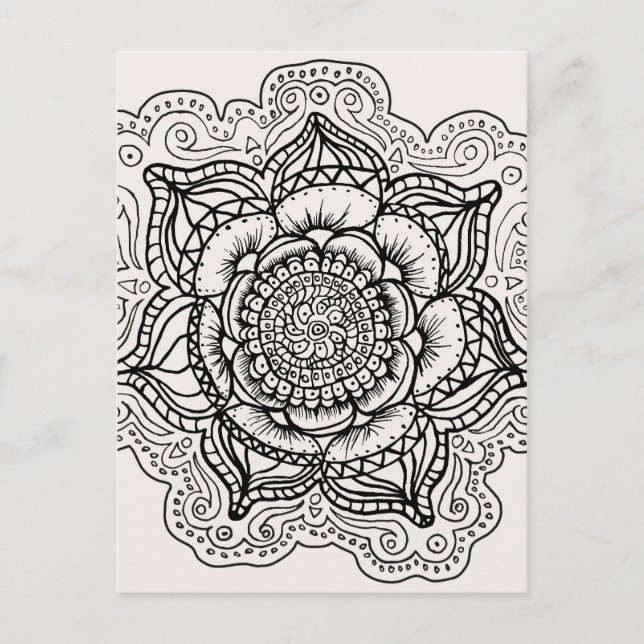 Carte Postale Mandala noir et blanc (Devant)