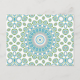 Carte Postale Mandala Océanique en Bleu, Gris et Blanc