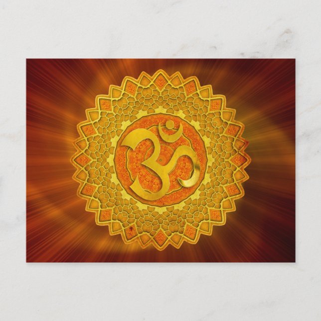 Carte Postale MANDALA OM - orange | rouge brillant (Devant)