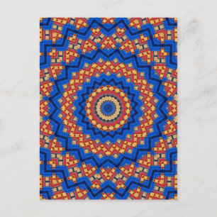 Carte Postale Mandala orange bleu