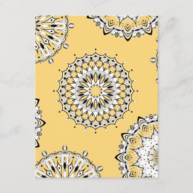 Carte postale Mandalas 1 jaune (Devant)