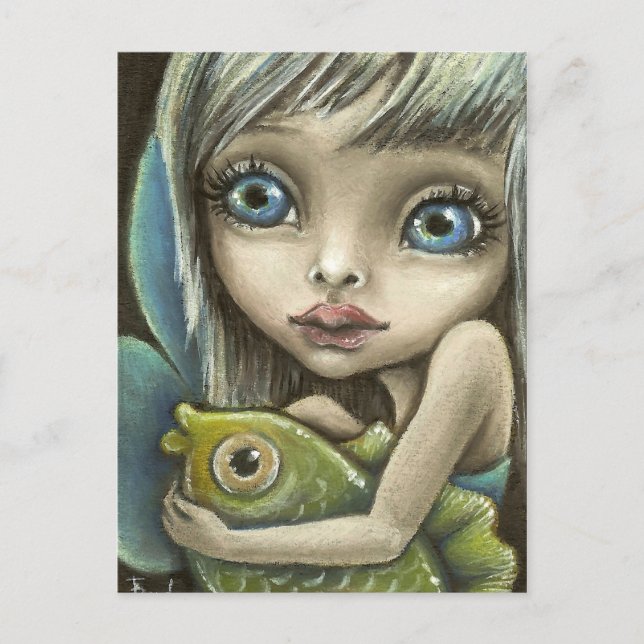 Carte Postale Mandy et poissons (Devant)