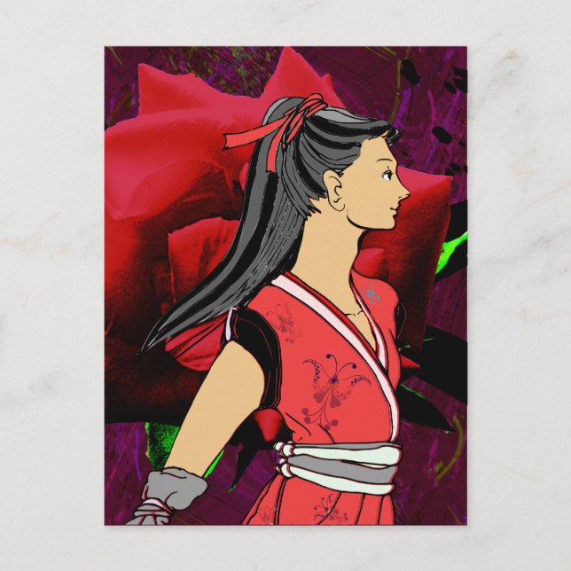 Carte Postale MANGA NINJA, fille (Devant)