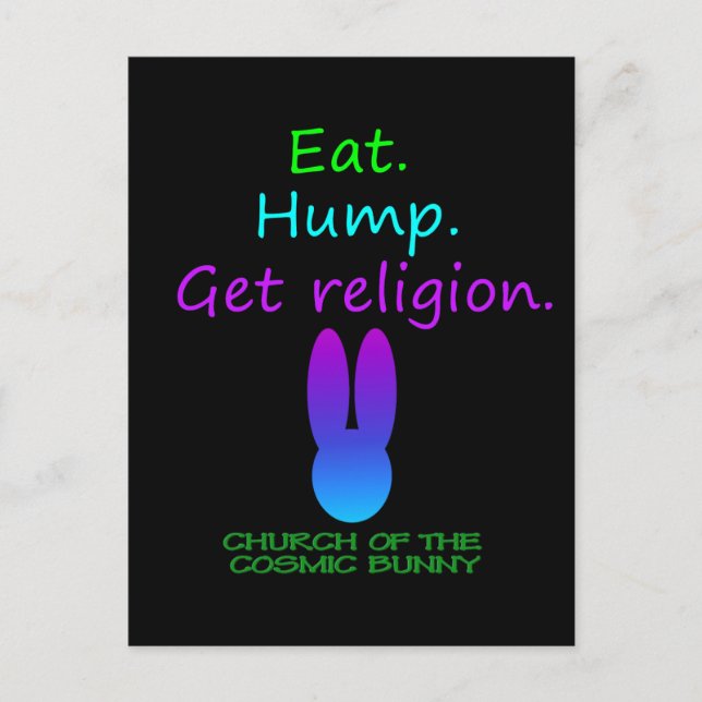 Carte Postale Mange Hump Religion Lapin Cosmique (Devant)