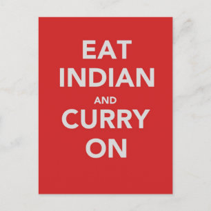 Carte Postale Mange indien et curry sur