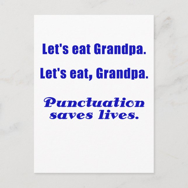 Carte Postale Mangeons Ponctuation Papy Sauve des vies (Devant)