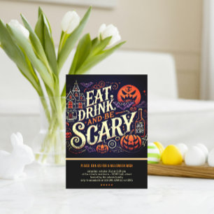 Carte Postale Manger, boire et être effrayant, soirée noire d'Ha