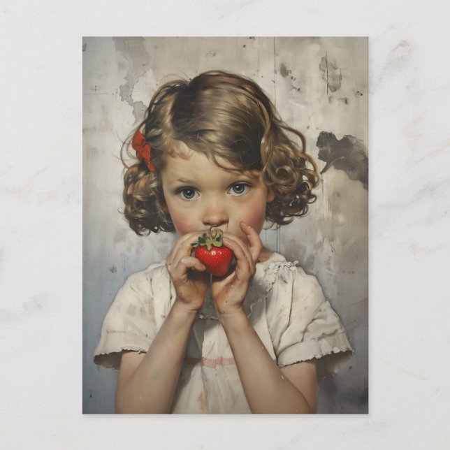 Carte Postale Manger de la fraise (Devant)