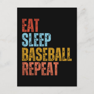 CARTE POSTALE MANGER DORMIR BASEBALL RÉPÉTER