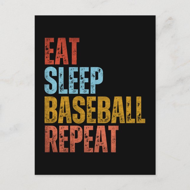 CARTE POSTALE MANGER DORMIR BASEBALL RÉPÉTER (Devant)