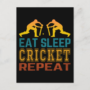 Carte Postale Manger Dormir Cricket Répéter