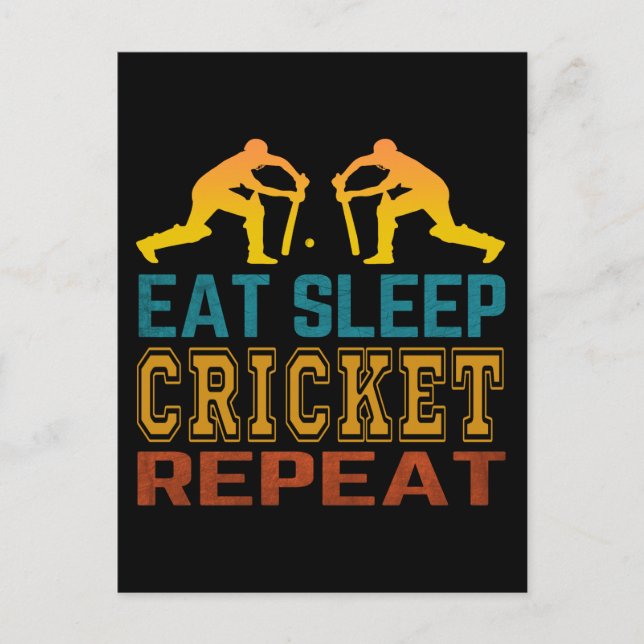 Carte Postale Manger Dormir Cricket Répéter (Devant)