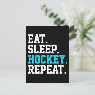 Carte Postale Manger Dormir Hockey Répéter -Amateurs de Hockey