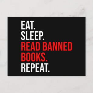 Carte Postale Manger. Dormir. Lire Livres Interdits. Recommencer