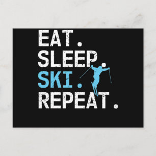 Carte Postale Manger Dormir Skier Répéter Passion de ski Sports 