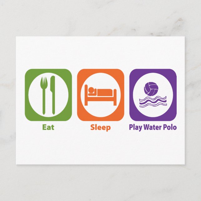 Carte Postale Manger Le Sommeil Jouer Water Polo (Devant)