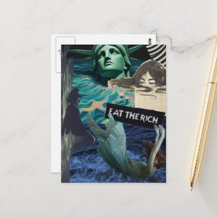 Carte Postale Manger les riches Collage de médias mixtes Femmes
