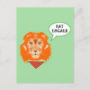 Carte Postale Manger Locaux Funny Lion College Humour Caricature