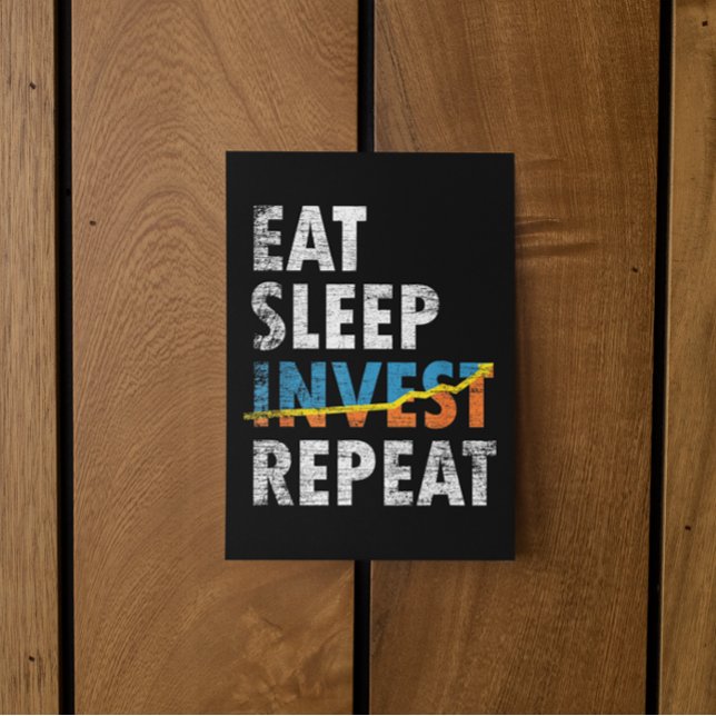 CARTE POSTALE MANGER SLEEP INVEST REPETER STOCK MARCHÉ (EAT SLEEP INVEST REPEAT STOCK MARKET POSTCARD)
