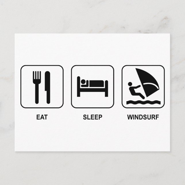 Carte Postale Manger Sleep Windsurf (Devant)