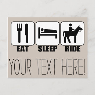 Carte Postale Manger Sommeil à cheval équitation équestre équita