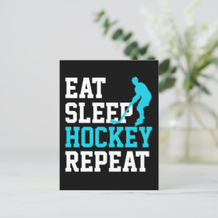 Carte Postale Manger Sommeil Hockey Répéter