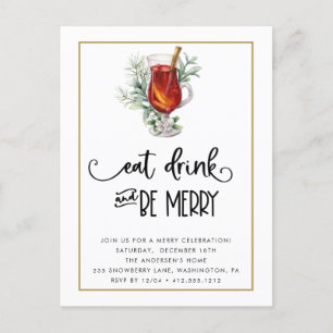 Carte Postale Mangez Boire et Soyez Joyeux Snowberries fête de N