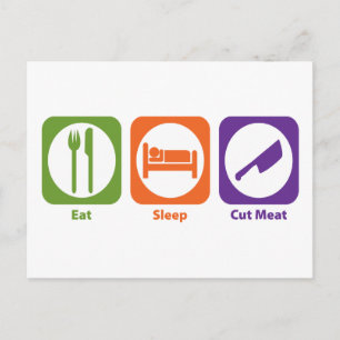 Carte Postale Mangez de la viande coupée du sommeil