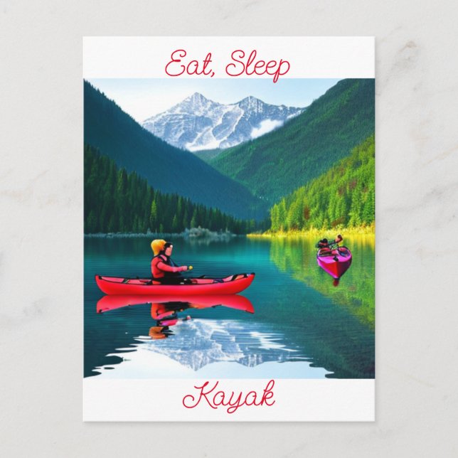 Carte Postale Mangez, dormez et Kayak | Maintenir le contact (Devant)