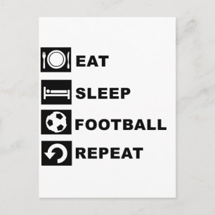 Carte Postale Mangez, dormez, football, répétez.